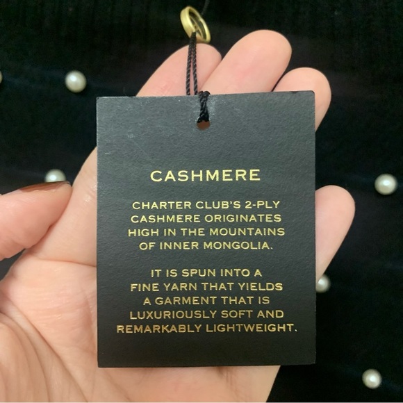 Charter Club Cashmere Pearl Embellished One-Shoulder Sweater Size Small NWT New - Picture 8 of 10